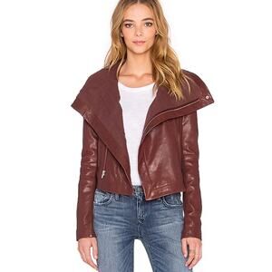 *Repaired* Max Classic Bubble Leather Jacket in Bordeaux VEDA Color:Bordeaux